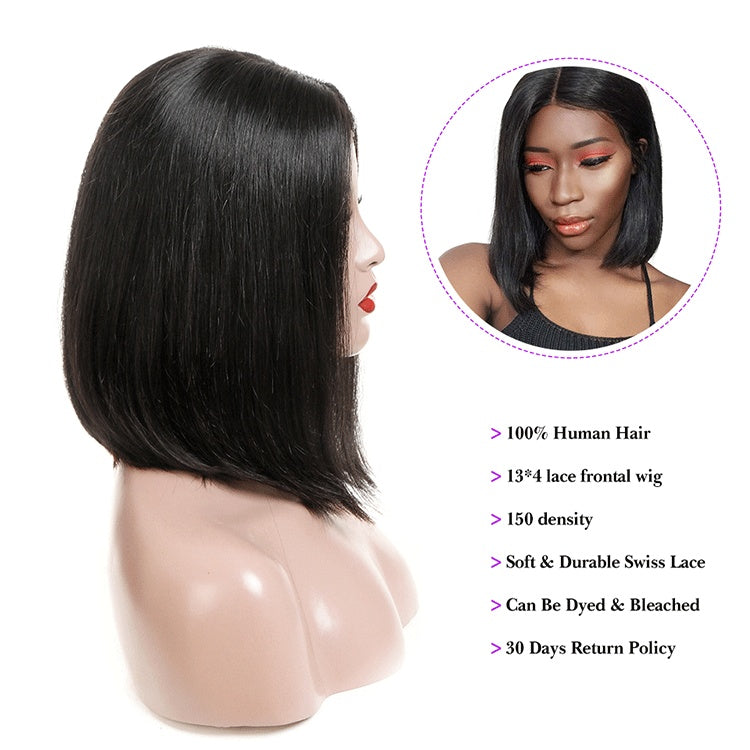 Real Hair Set Front Lace Bob Wigs 13X4 Lace Short Bob Wigs 150Remy