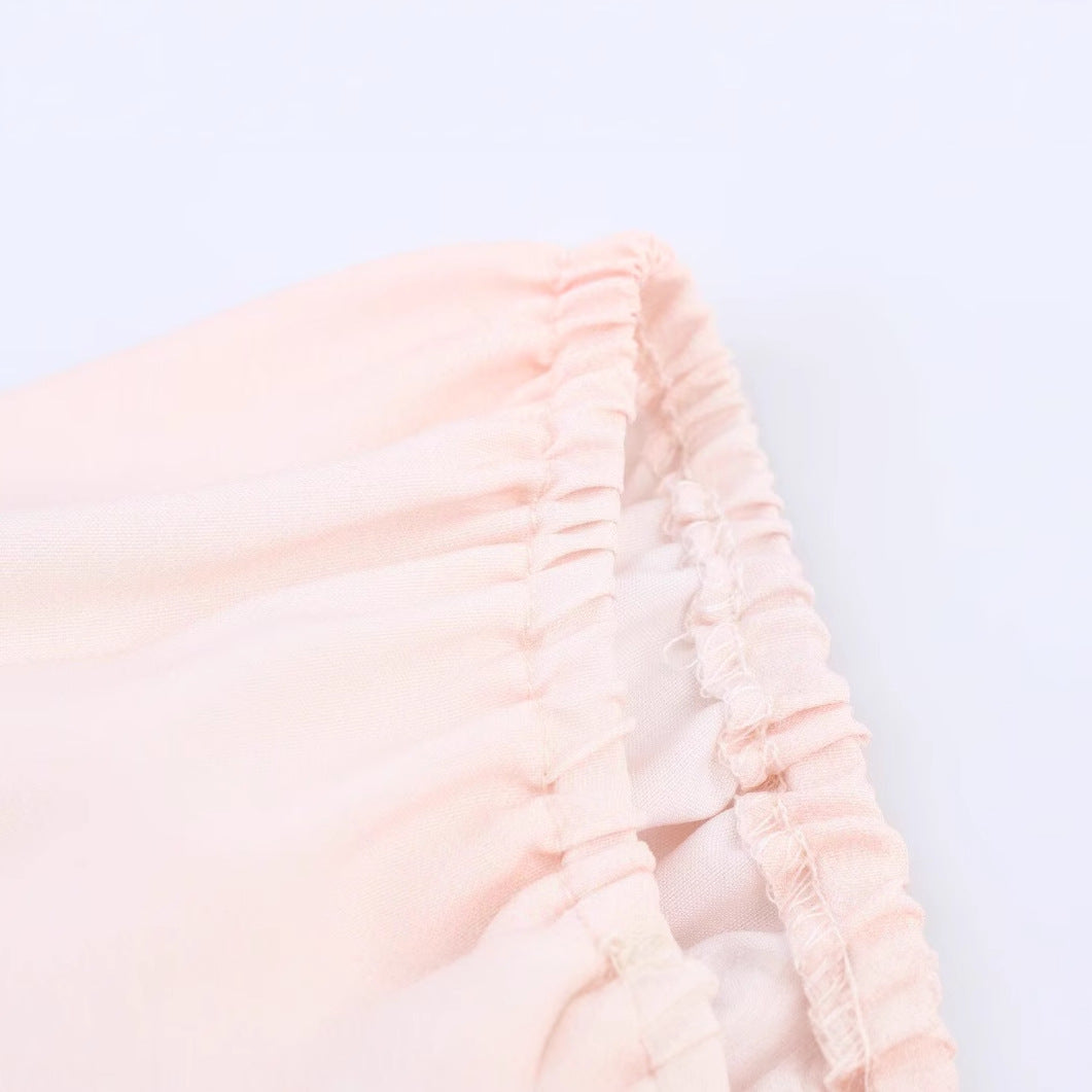 Fresh Bubble Sleeve Printed One Shoulder A-line Dress for Women