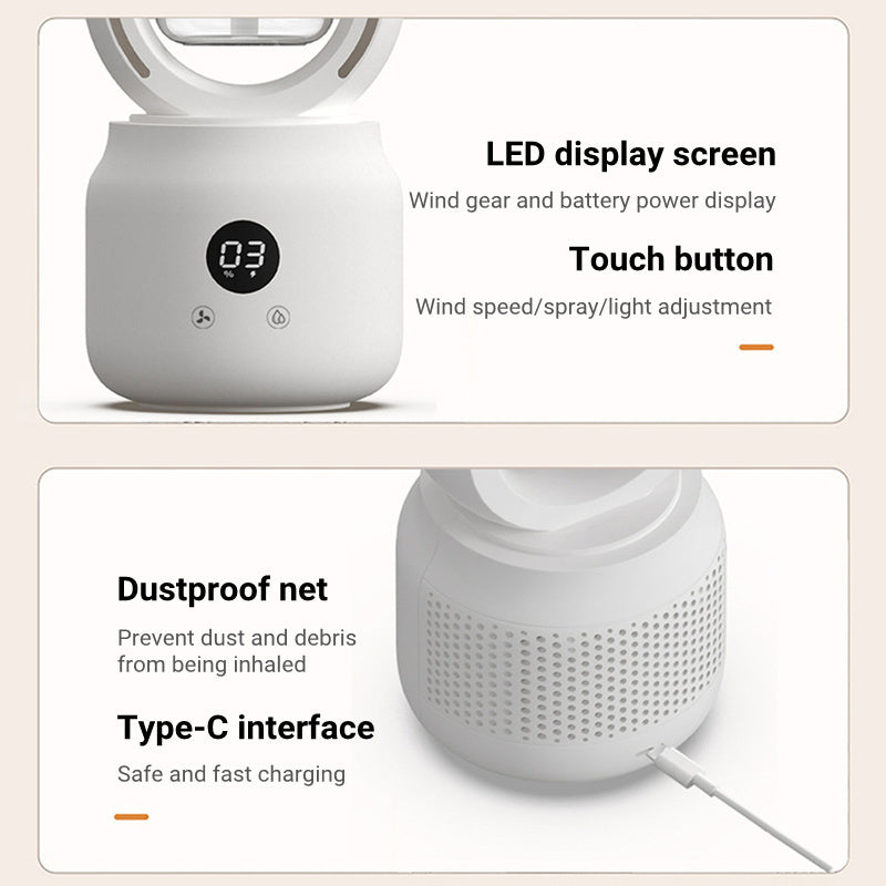 Summer Water Cooled Spray Mist Electric Fan USB Rechargeable