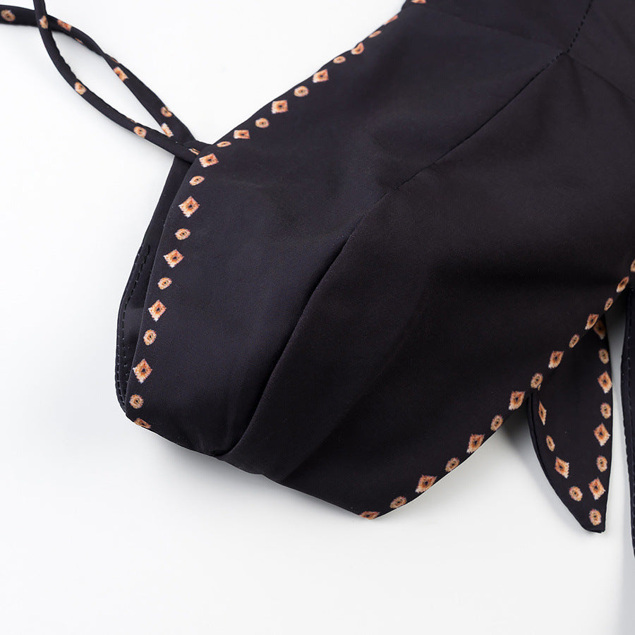 Low neck shoulder strap waist hollow suspender dress for women