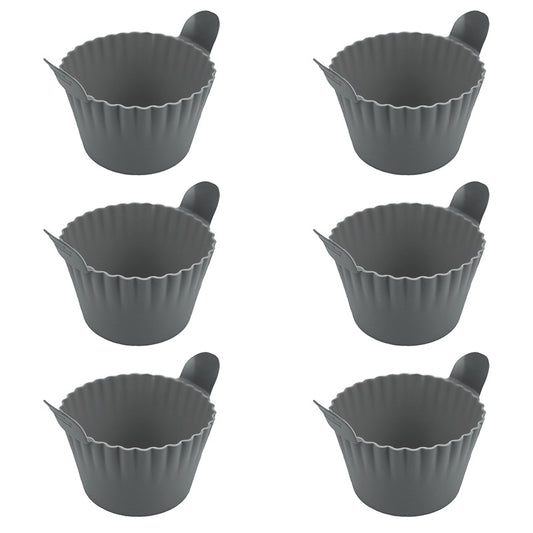 4-6 reusable silicone air fryer liners & baking cups – non-stick kitchen tools for eggs, cakes, meatballs.