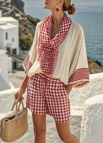 European And American Hot Digital Printing Top For Women Summer Loose Leisure Suit