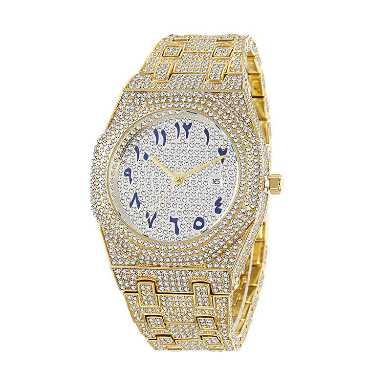Full Diamond Arabic Scale Niche Quartz Men's Watch