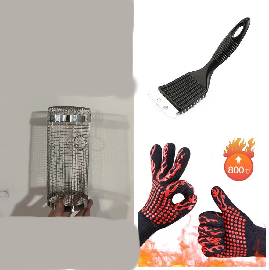 Rolling Grilling Basket Metal BBQ Barbecue
