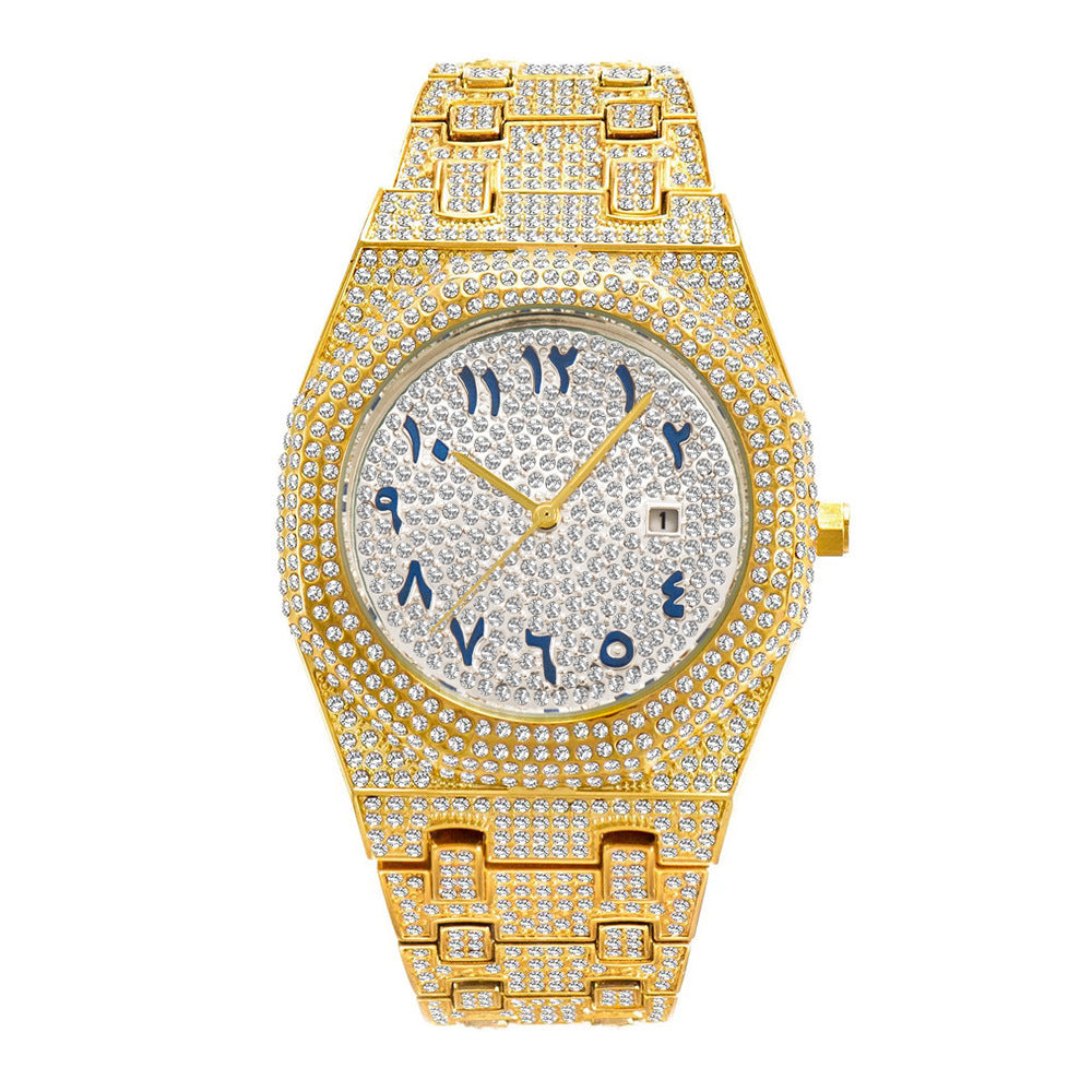 Full Diamond Arabic Scale Niche Quartz Men's Watch