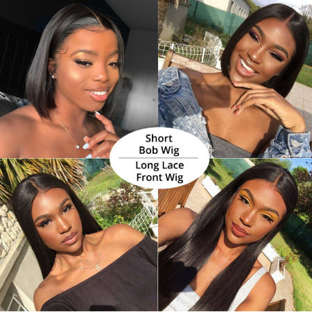 Real Hair Set Front Lace Bob Wigs 13X4 Lace Short Bob Wigs 150Remy