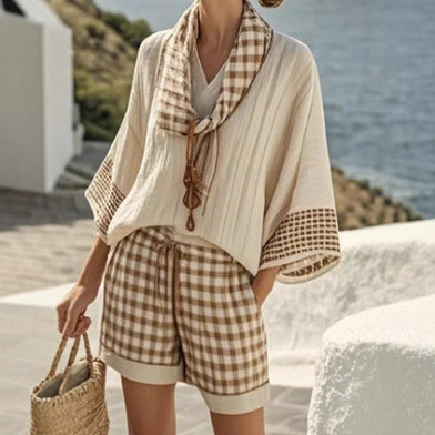 European And American Hot Digital Printing Top For Women Summer Loose Leisure Suit